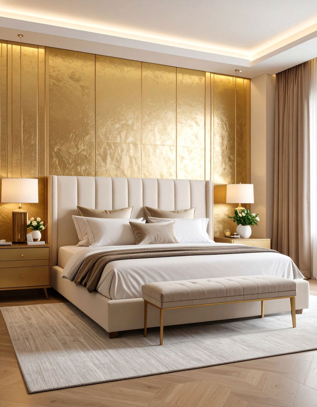 Gold Leaf Gilded Bedroom - 30 accent wall bedroom ideas