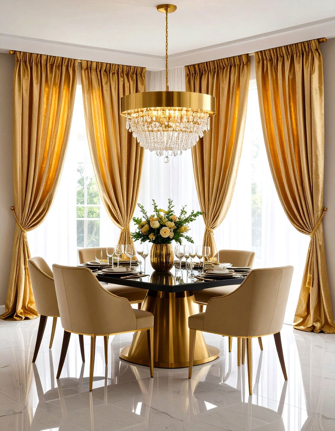 Gold Metallic Dining Room Curtains - 30 dining room curtains ideas
