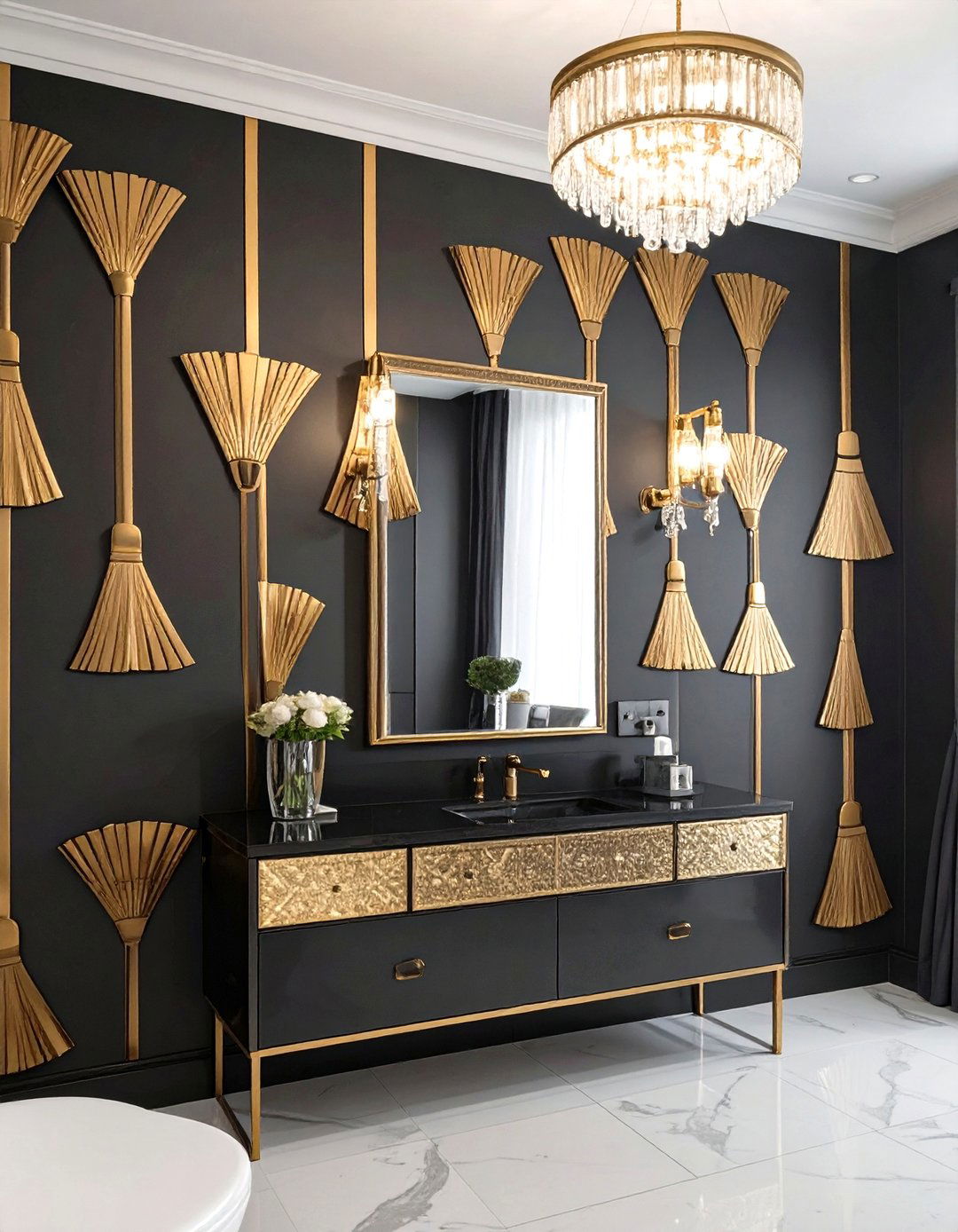 Golden Glamour Broom Wallpaper - 30 broom wallpaper ideas