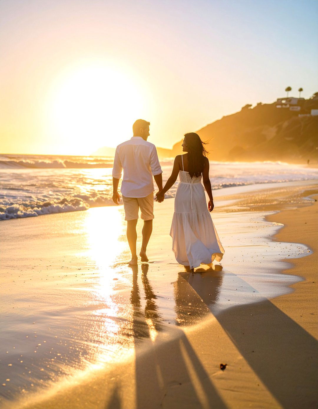 Golden Hour Beach Walk - 30 outdoor engagement photo ideas