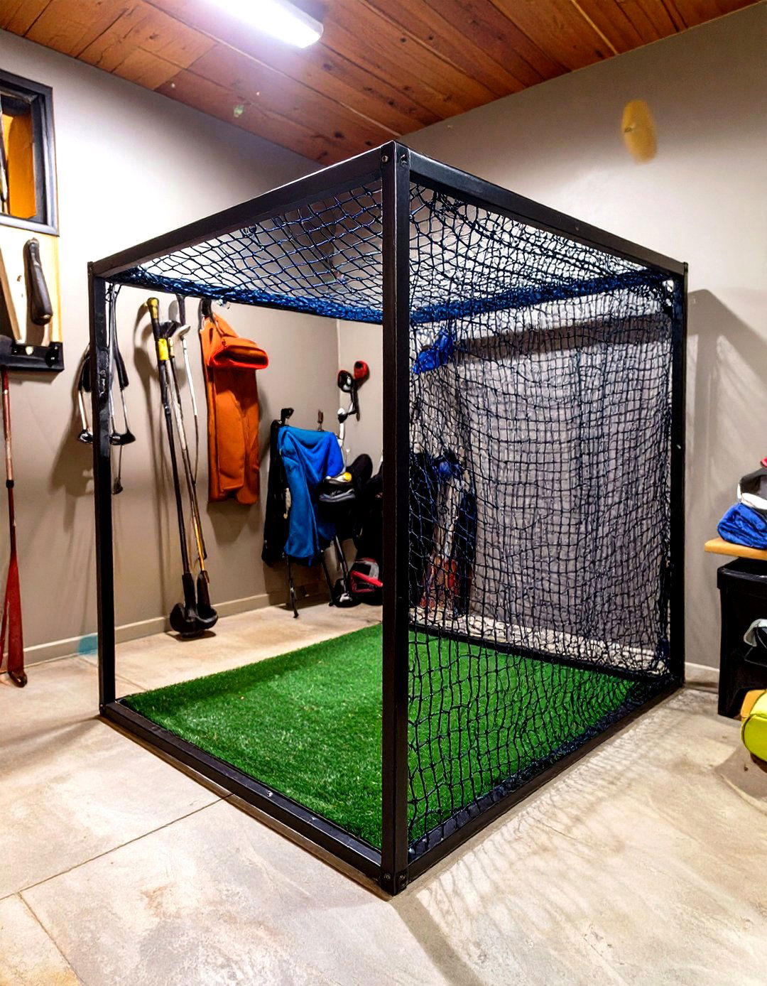 Golf Practice Net - 30 simple garage man cave ideas