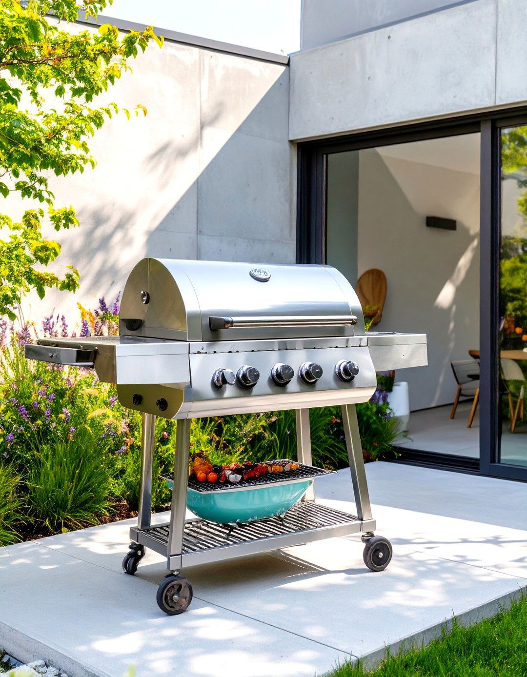 Gooseneck Freestanding Charcoal Grill - 30 small patio grill ideas