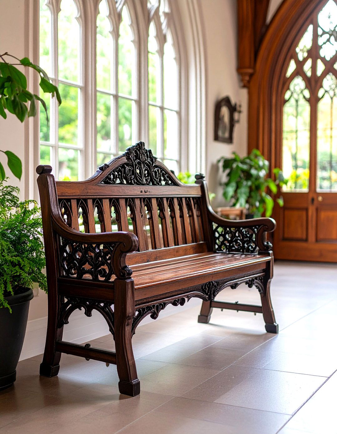 Gothic Revival Entryway Bench - 30 entryway bench ideas