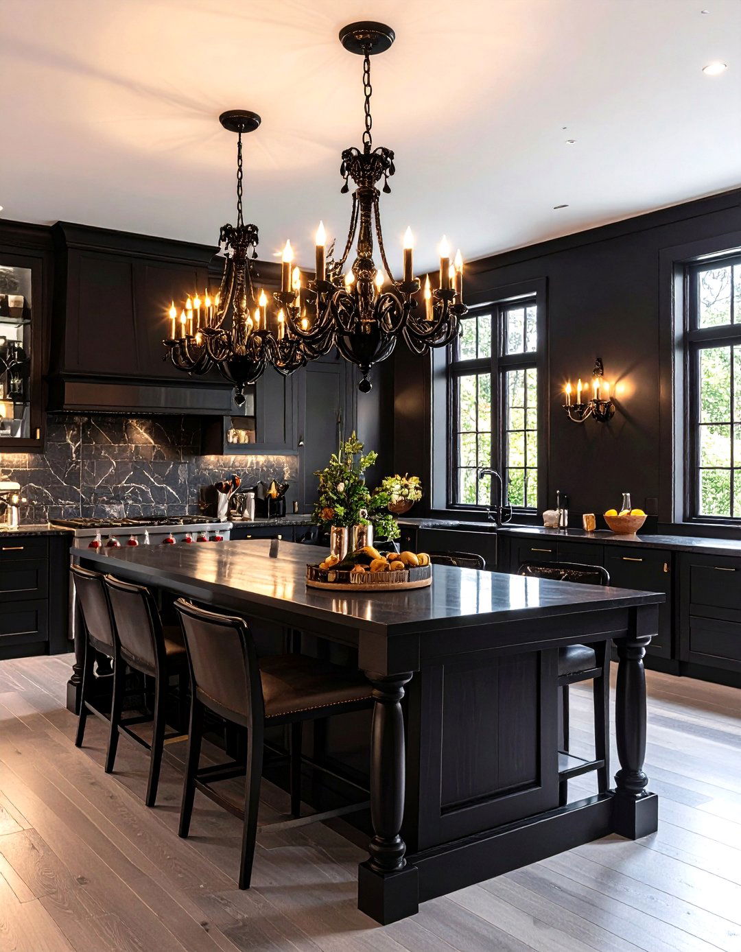 Gothic Revival Kitchen with Candelabra Lighting - 30 kitchen lighting design ideas
