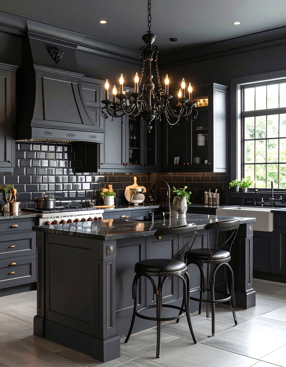 Gothic Revival Kitchen with Dark Hues - 30 kitchen wall decor ideas