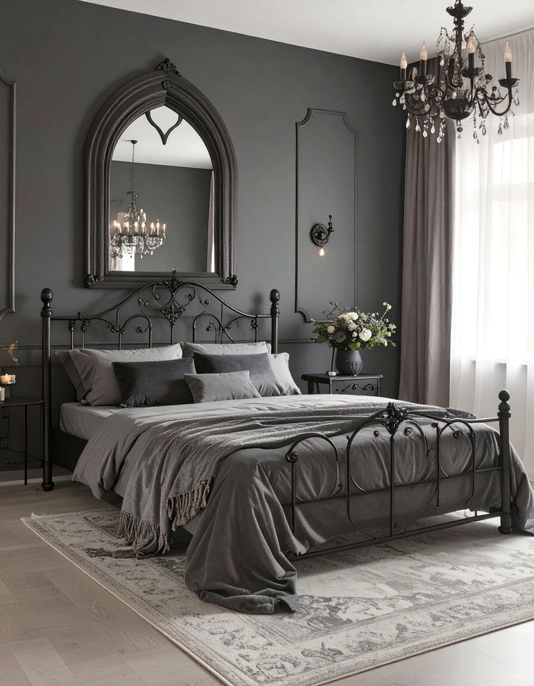 Gothic Romance Bedroom - 30 black and grey bedroom ideas
