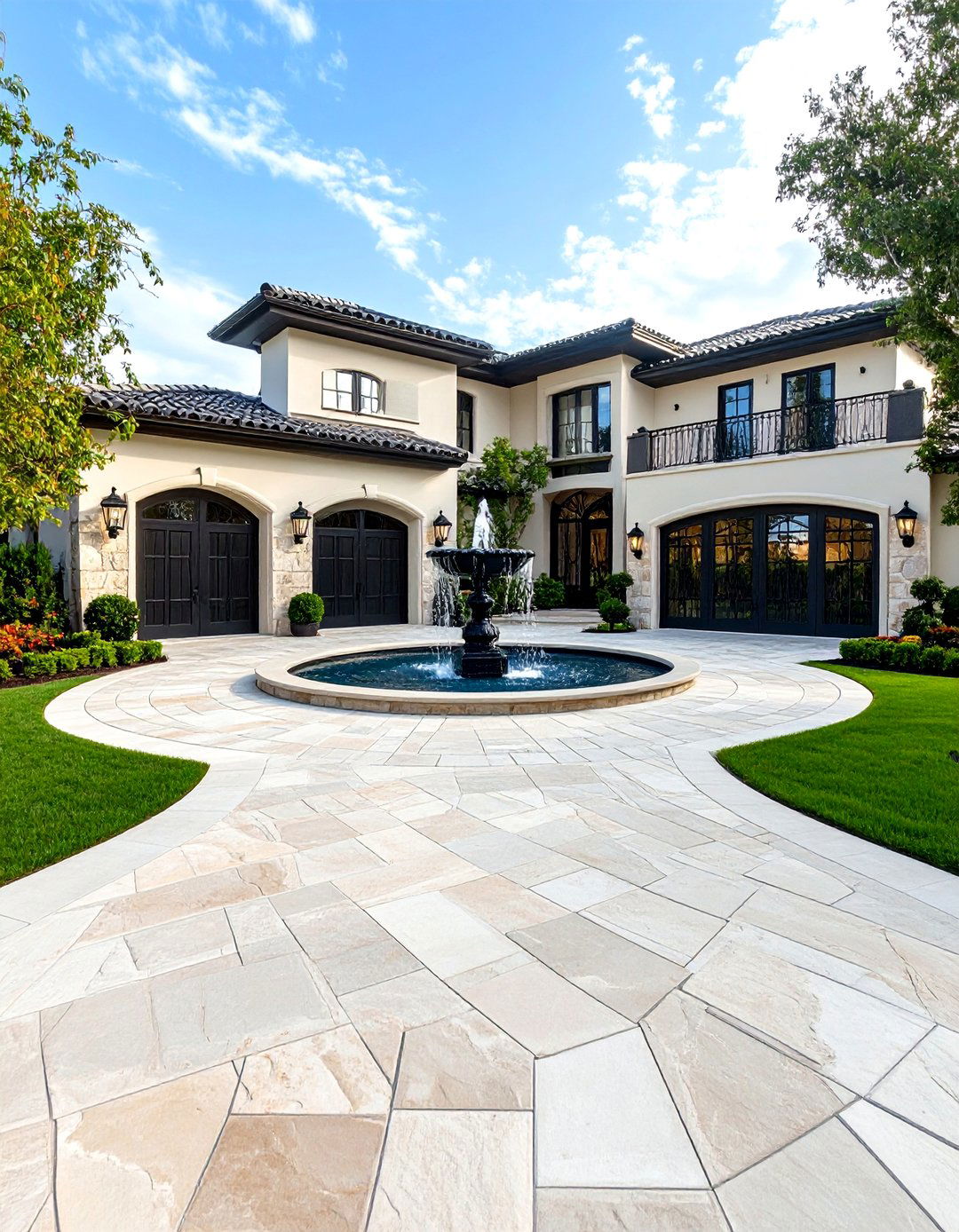 Grand Entrance Half Circle Driveway with Gates - 30 front yard half circle driveway designs
