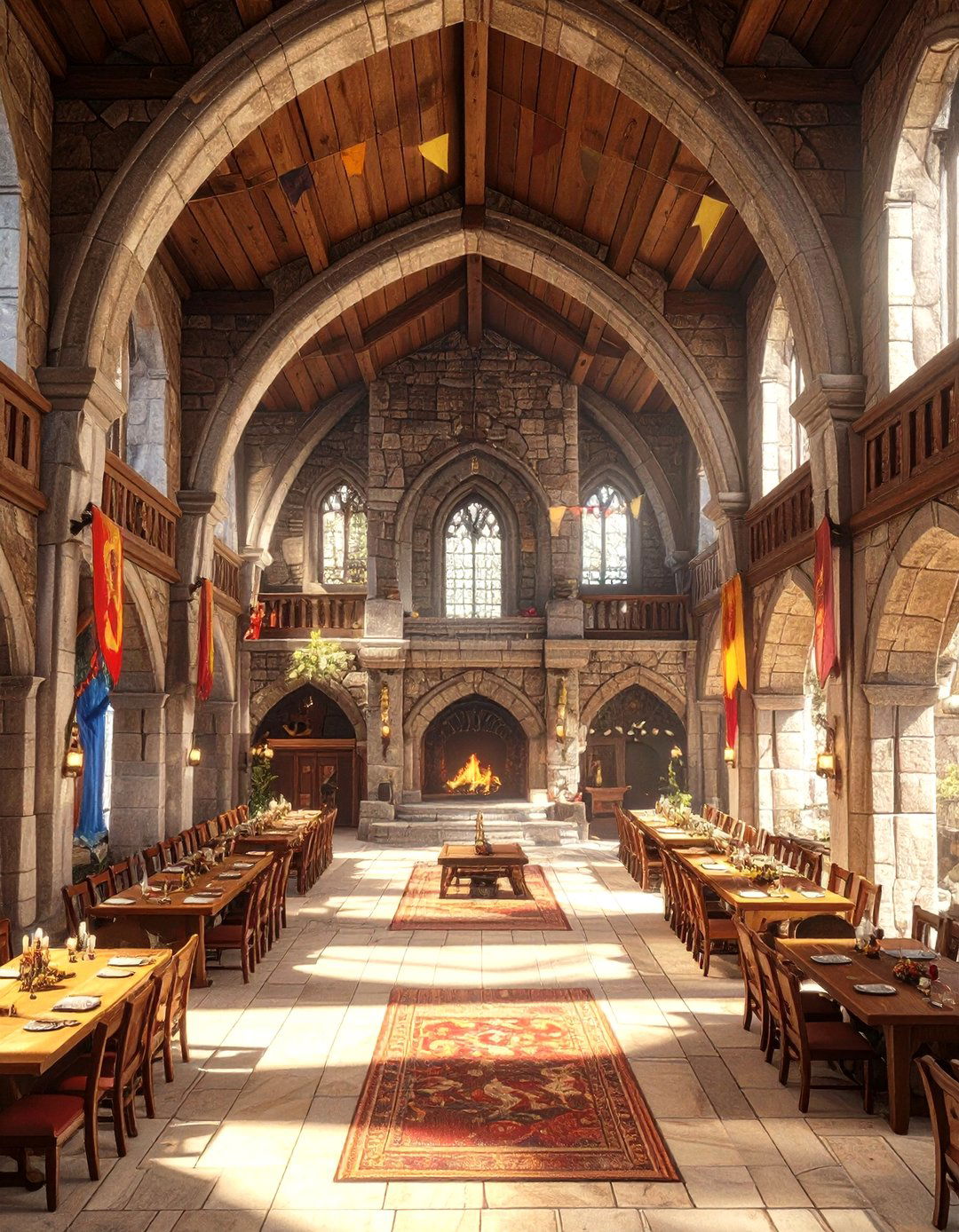 Grand Medieval Castle Hall - 30 minecraft living room ideas