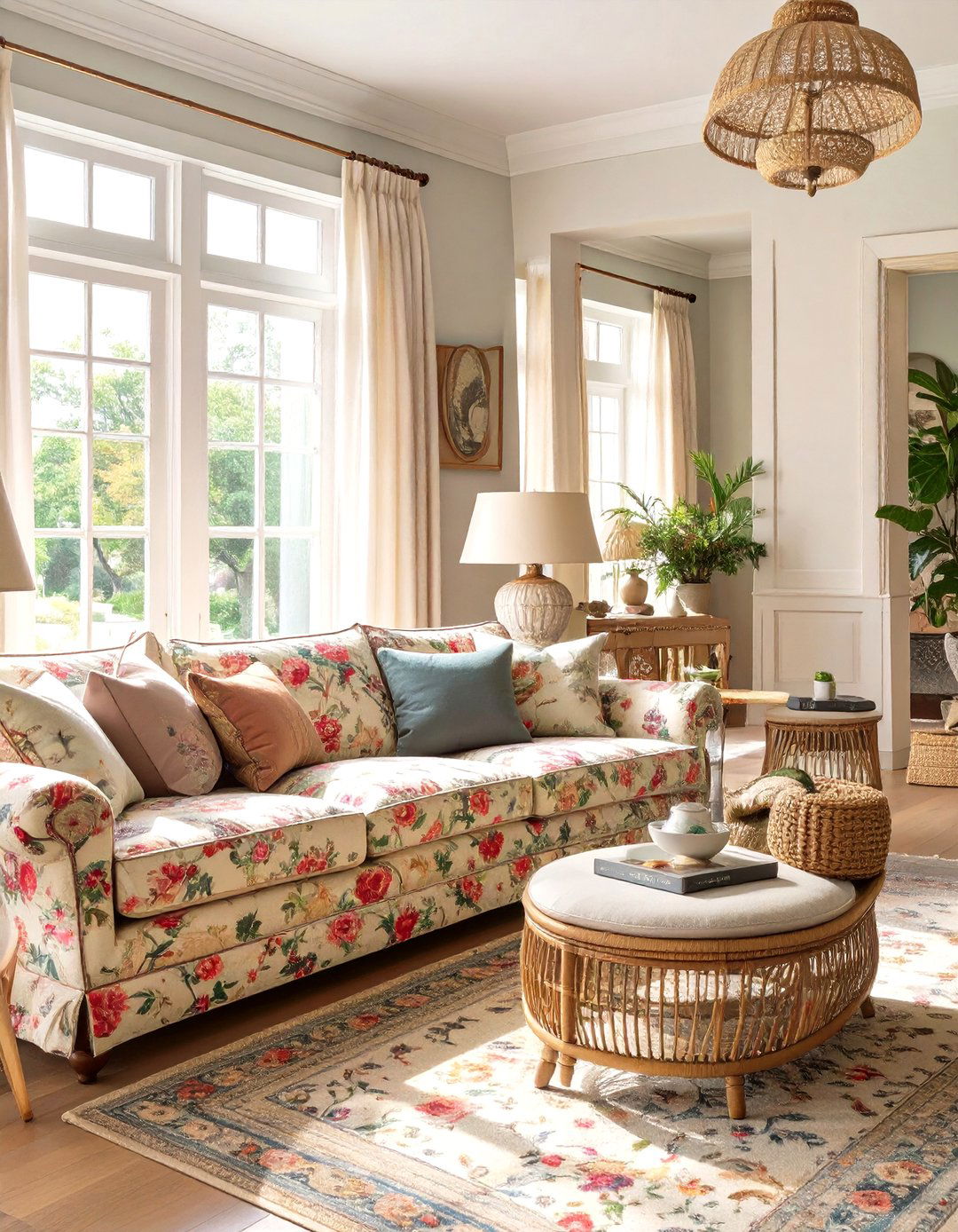 Grand Millennial Chintz Living Room - 30 sims 4 living room ideas