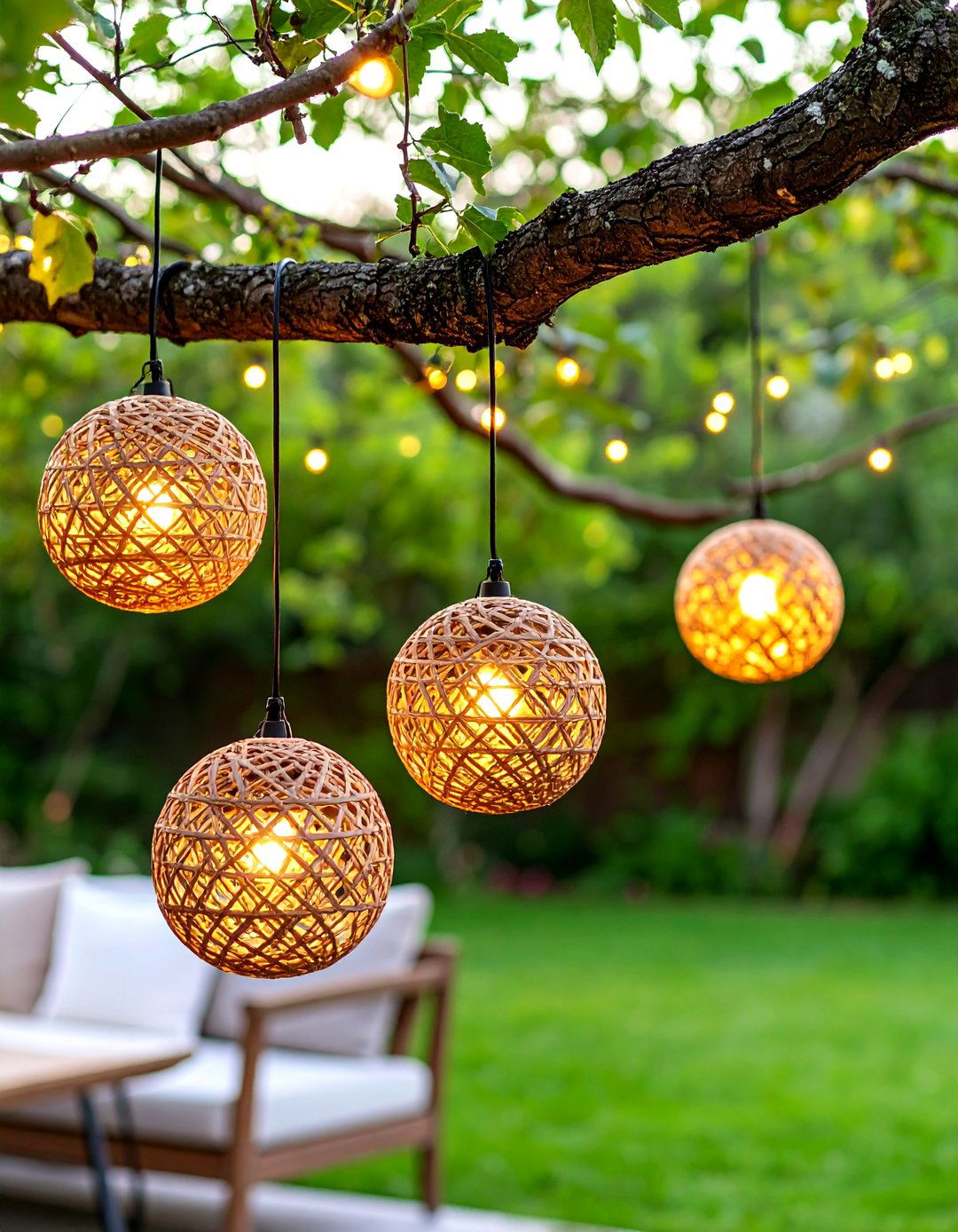 Grapevine Ball Pendant Lights - 30 diy backyard lighting ideas
