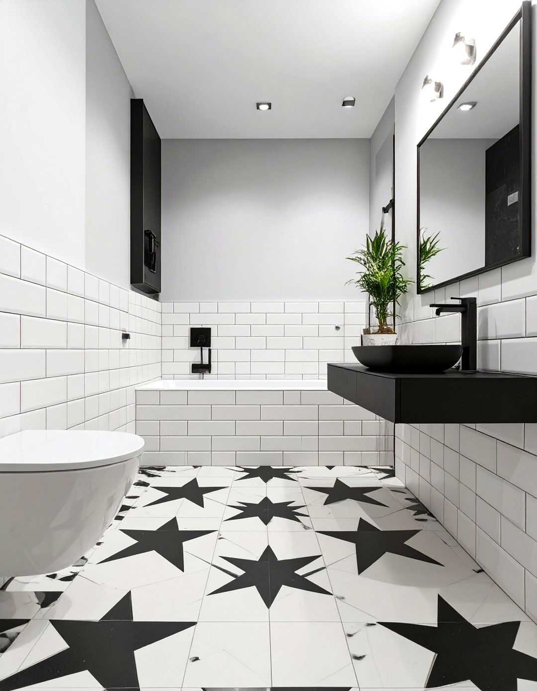 Graphic Black and White Bathroom Tiles - 30 bathroom tiles ideas