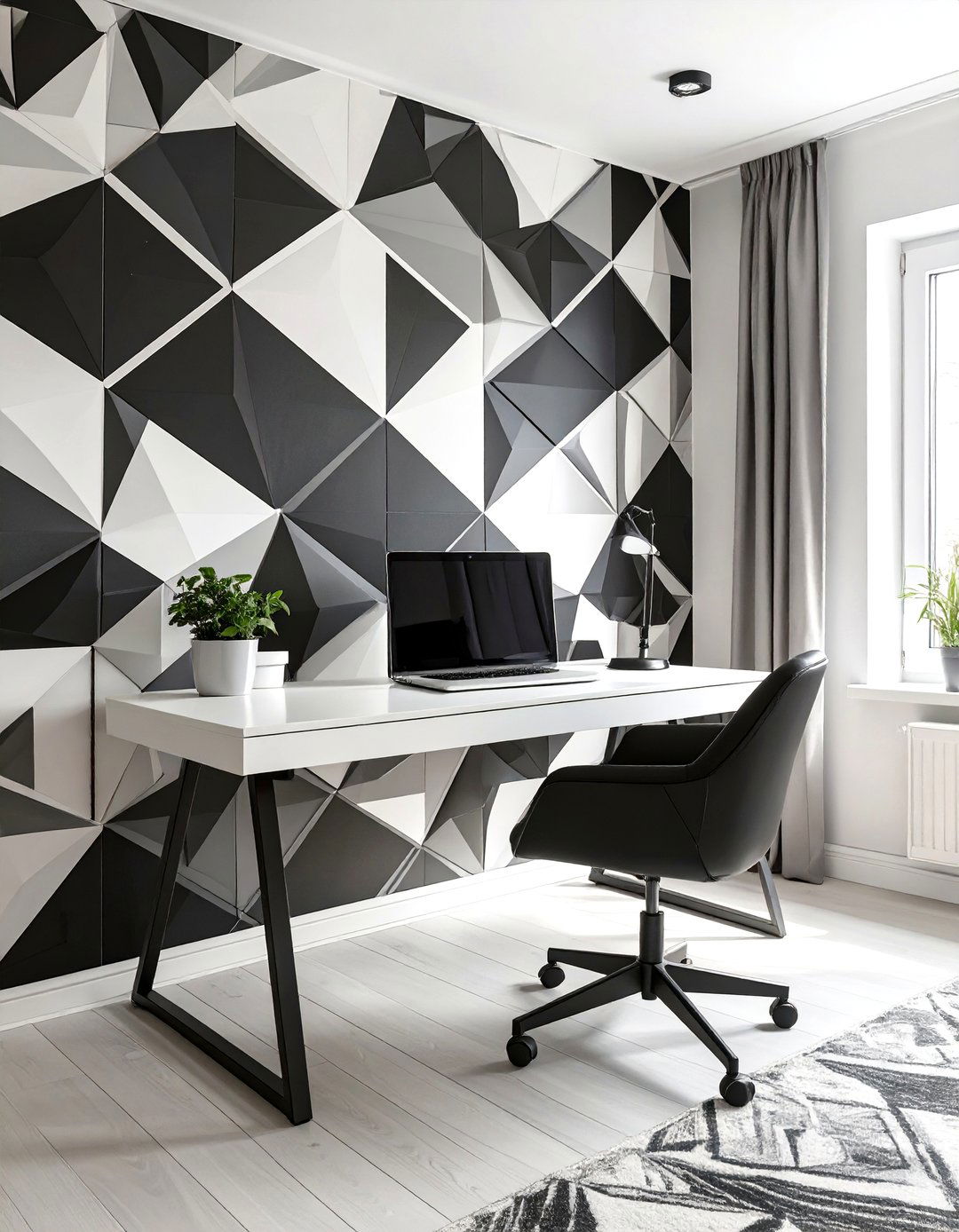 Graphic Black and White Home Office - 30 black and white interior design ideas