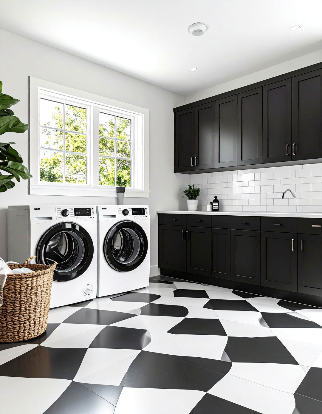 Graphic Black and White Laundry Room - 30 laundry room paint ideas