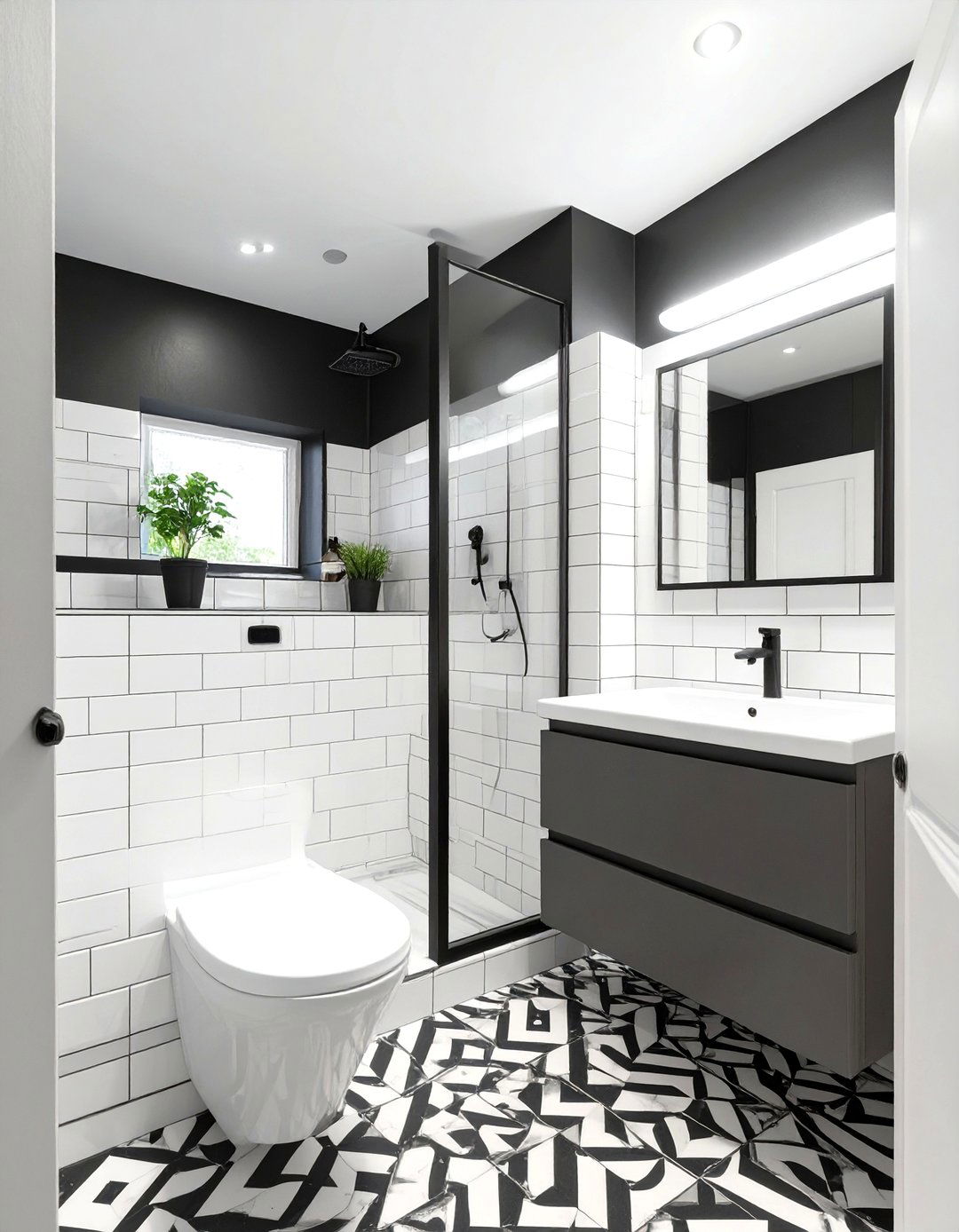 Graphic Black and White Small Bathroom - 30 cheap bathroom ideas for small bathrooms