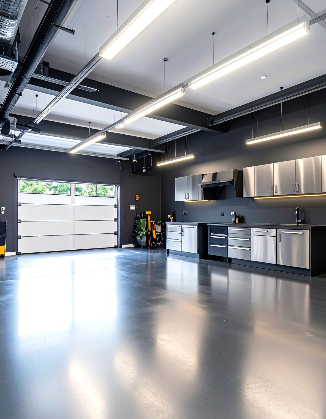 Graphite and White Contrast - 30 garage paint color ideas