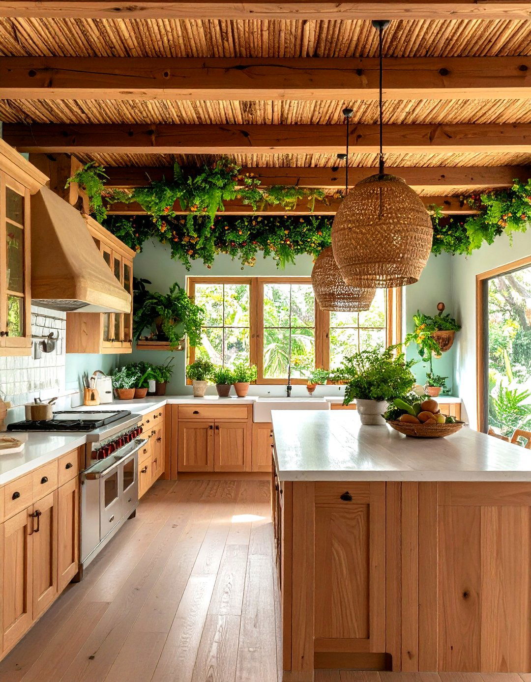 Grasscloth Covered Kitchen Ceiling - 30 kitchen ceiling ideas