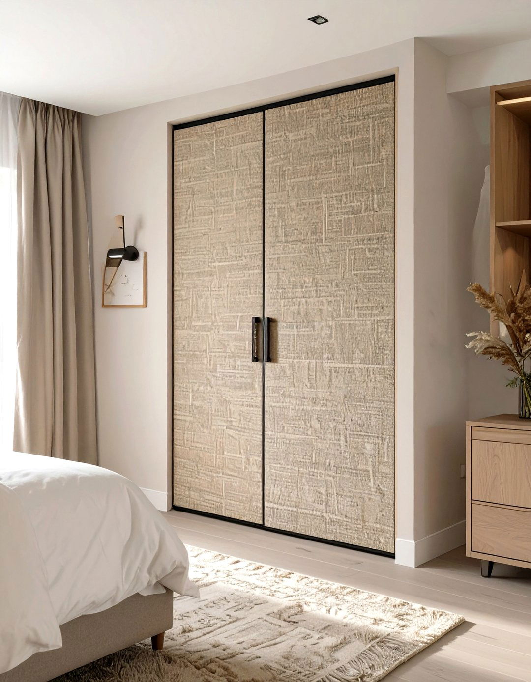 Grasscloth Covering - 30 diy closet door ideas