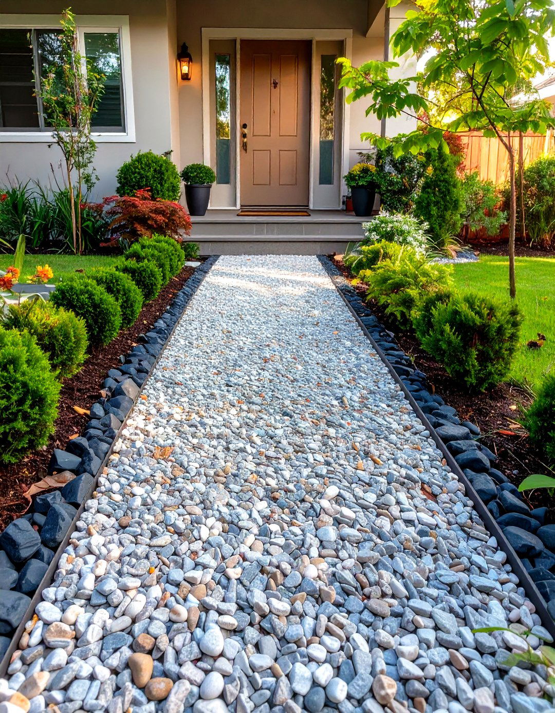 Gravel Pathway to Your Front Door - 30 small area cheap simple front yard landscaping ideas