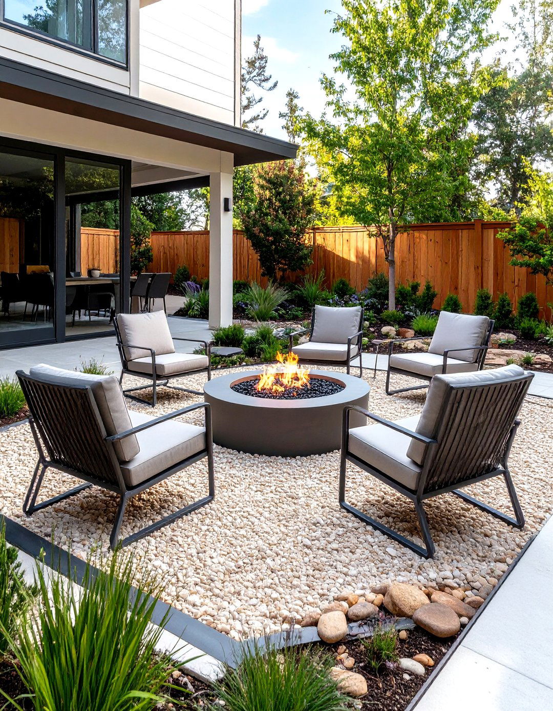 Gravel Patio Fire Pit Zone - 30 fire pit backyard ideas