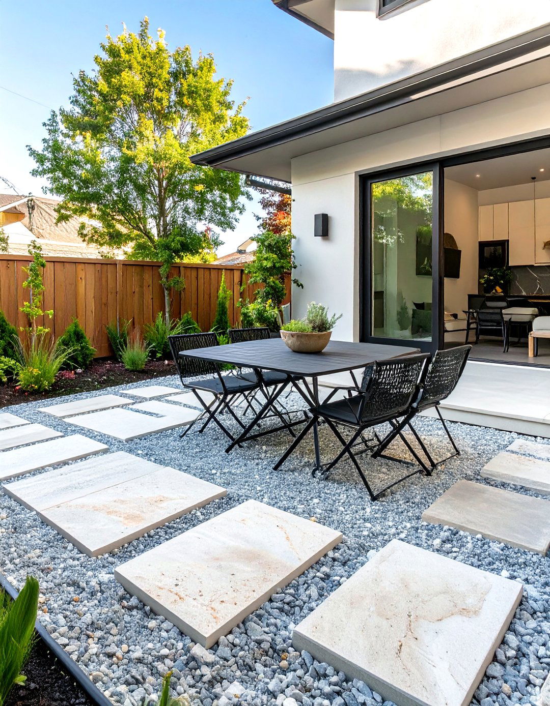 Gravel and Paver Patio Area - 30 small front yard ideas