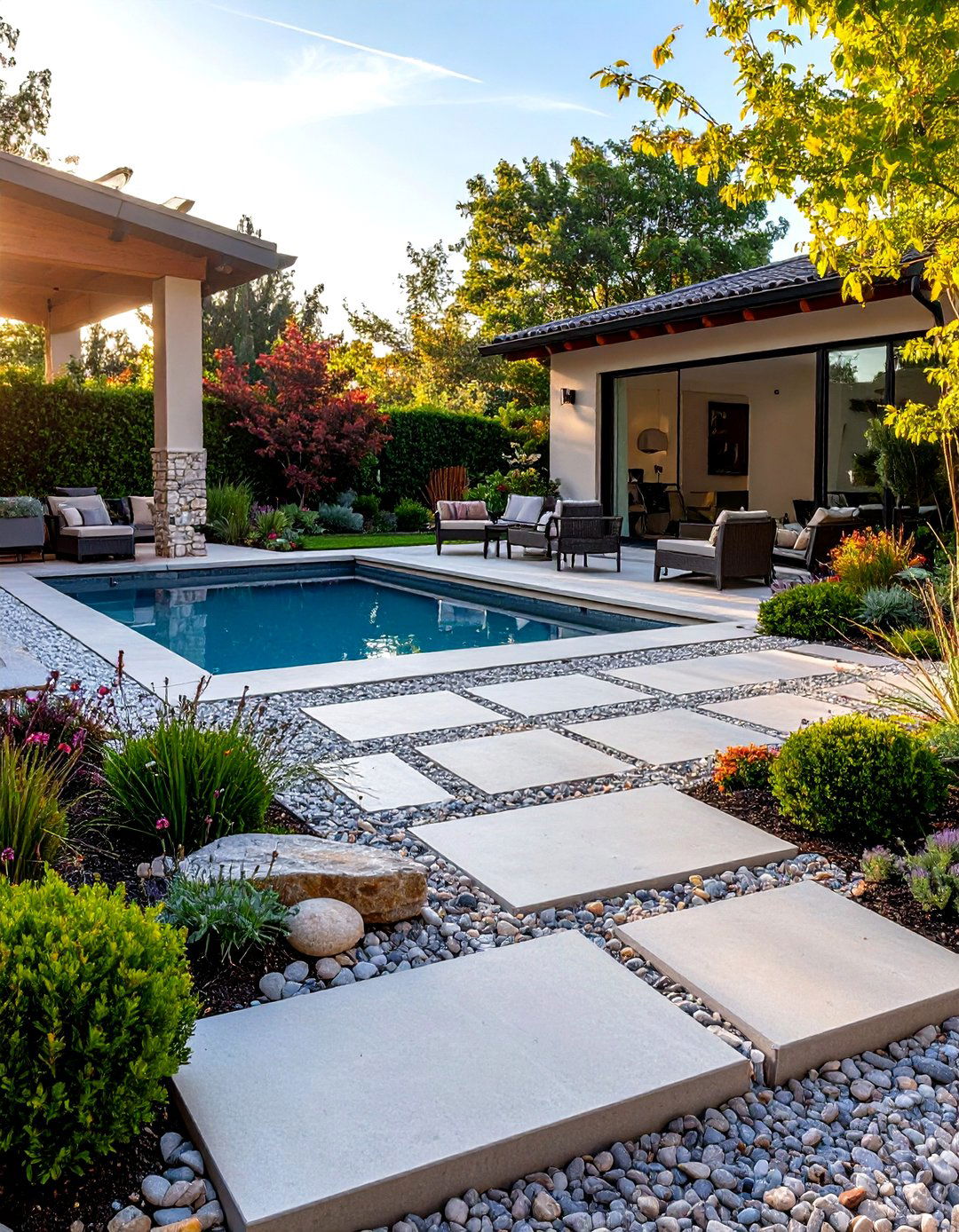 Gravel and Paver Pool Patio - 30 pool patio ideas