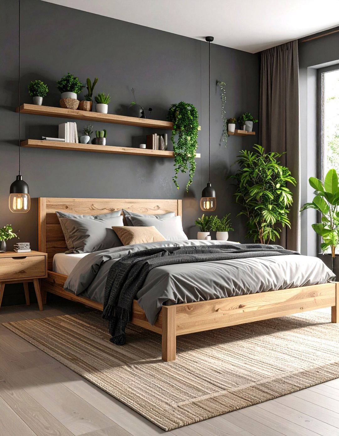 Gray Bedroom with Wood Accents - 30 gray bedroom ideas
