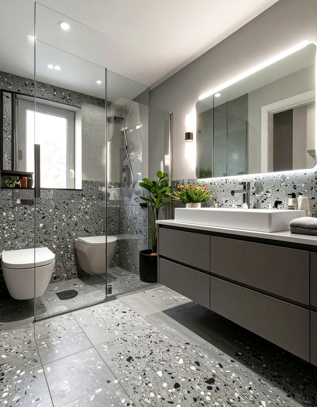 Gray Terrazzo Bathroom - 30 gray bathroom ideas