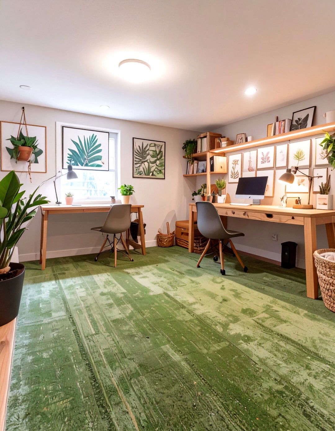 Green Carpet for a Nature Inspired Hideaway - 30 basement carpet ideas