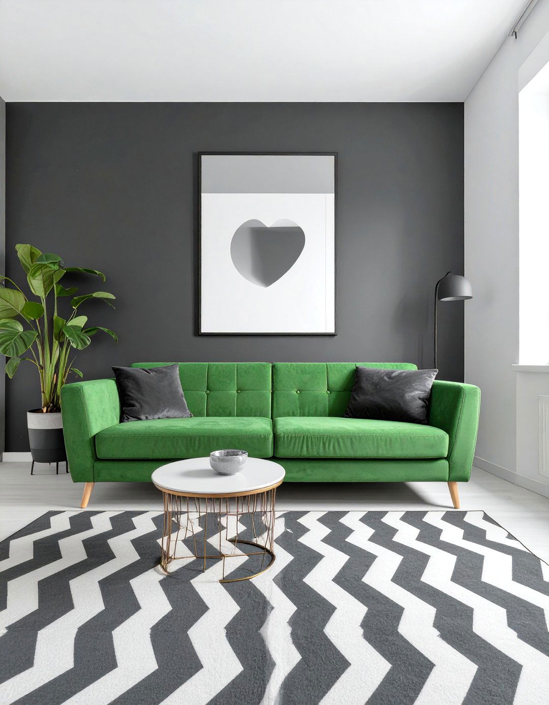 Green Couch And Black And White Decor - 30 green couch living room ideas