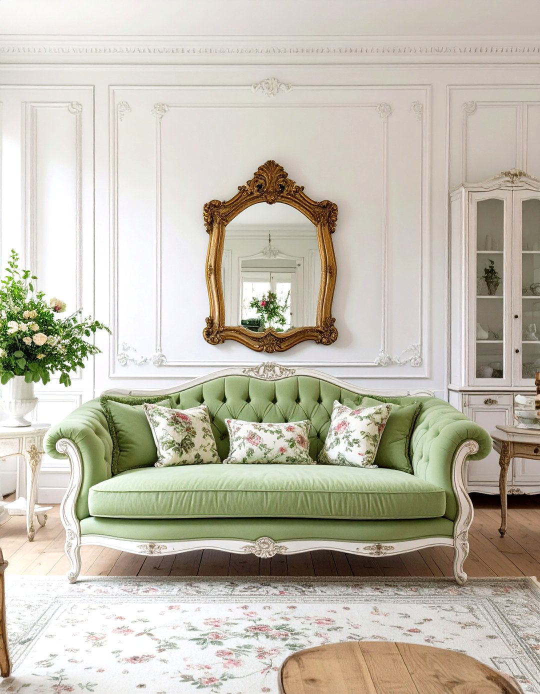 Green Couch In A Formal French Country Room - 30 green couch living room ideas