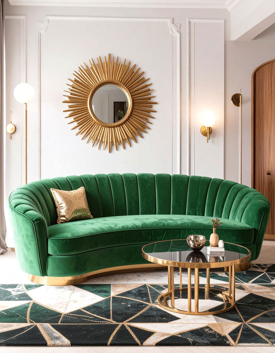 Green Couch In An Art Deco Inspired Room - 30 green couch living room ideas