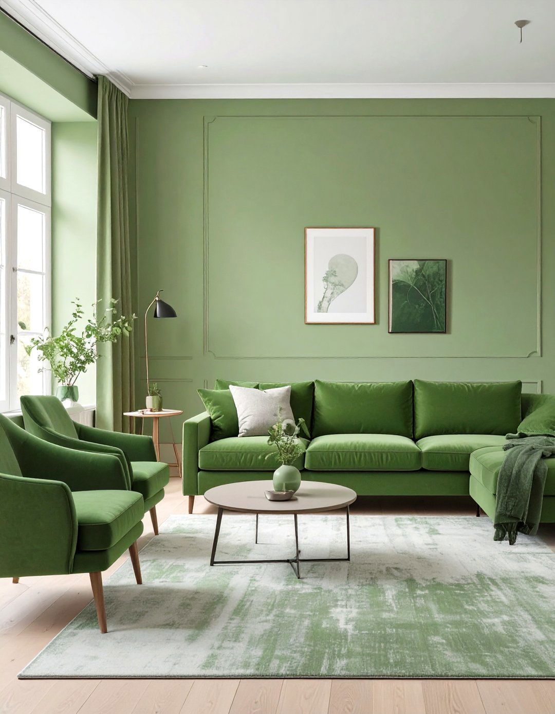 Green Couch With Monochromatic Green Tones - 30 green couch living room ideas