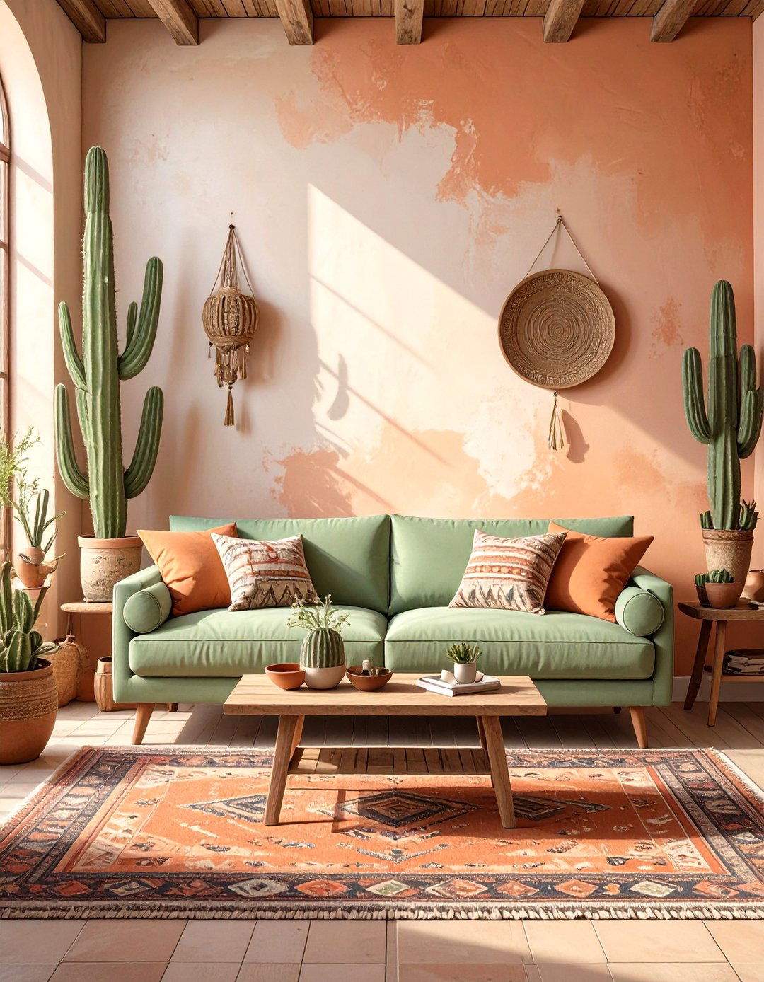 Green Couch With Southwestern Style Decor - 30 green couch living room ideas