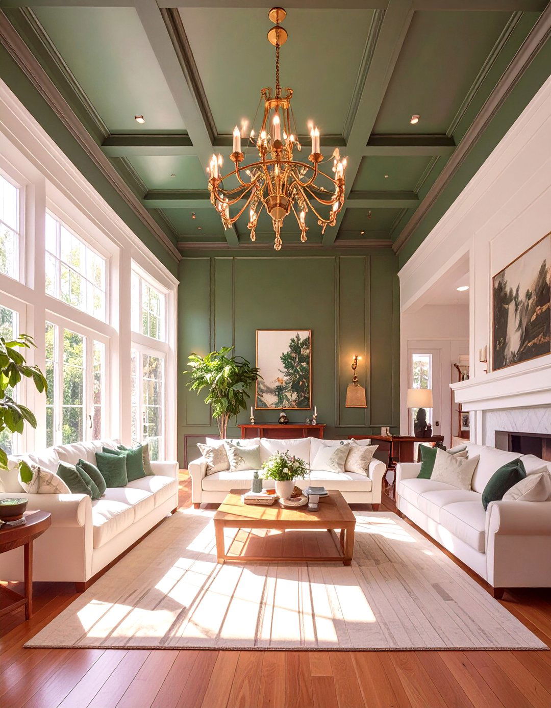 Green Painted Living Room Ceiling - 30 green living room ideas