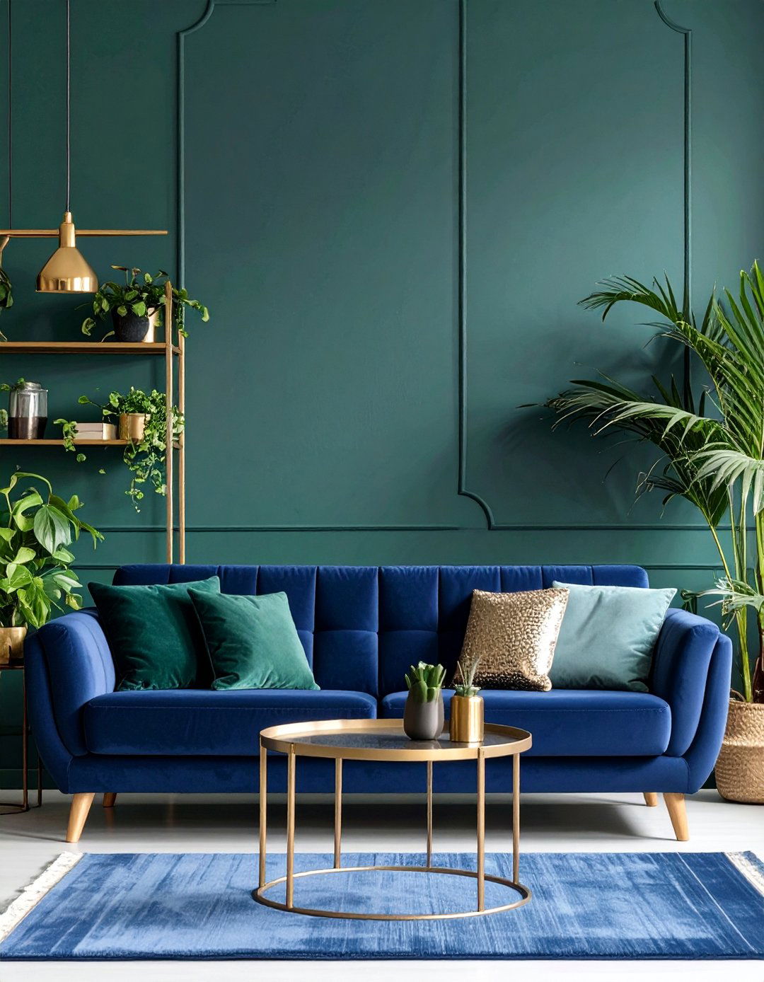 Green and Blue Living Room - 30 blue couch living room ideas