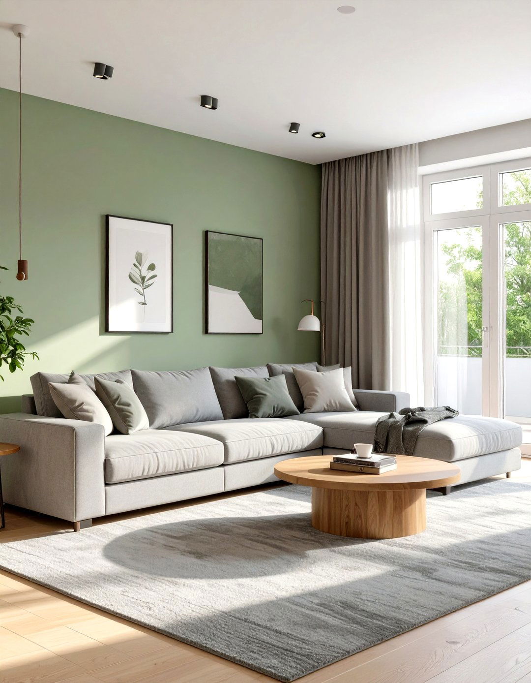 Green and Gray Living Room - 30 green living room ideas