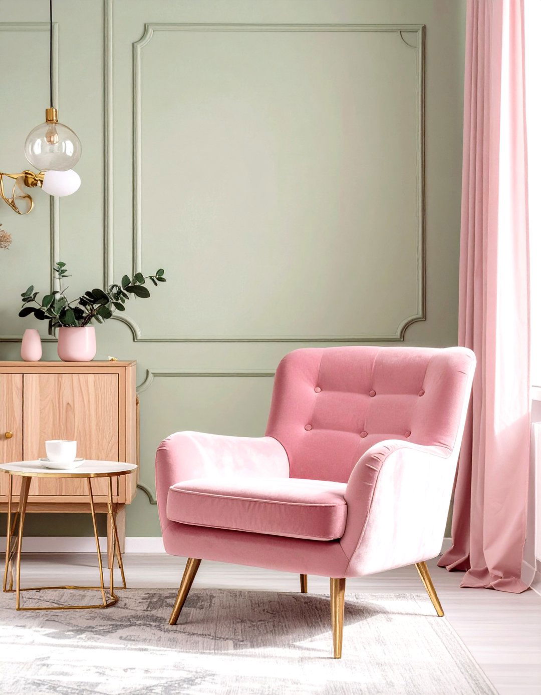 Green and Pink Living Room - 30 green living room ideas