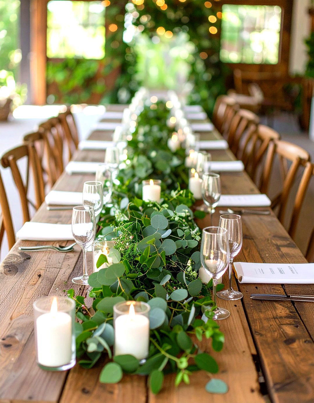 Greenery Garland Table Runners - 30 wedding shower decor ideas