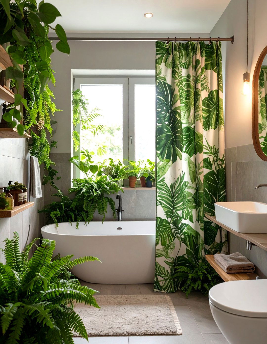Greenery and Botanical Theme - 30 cheap bathroom ideas for small bathrooms