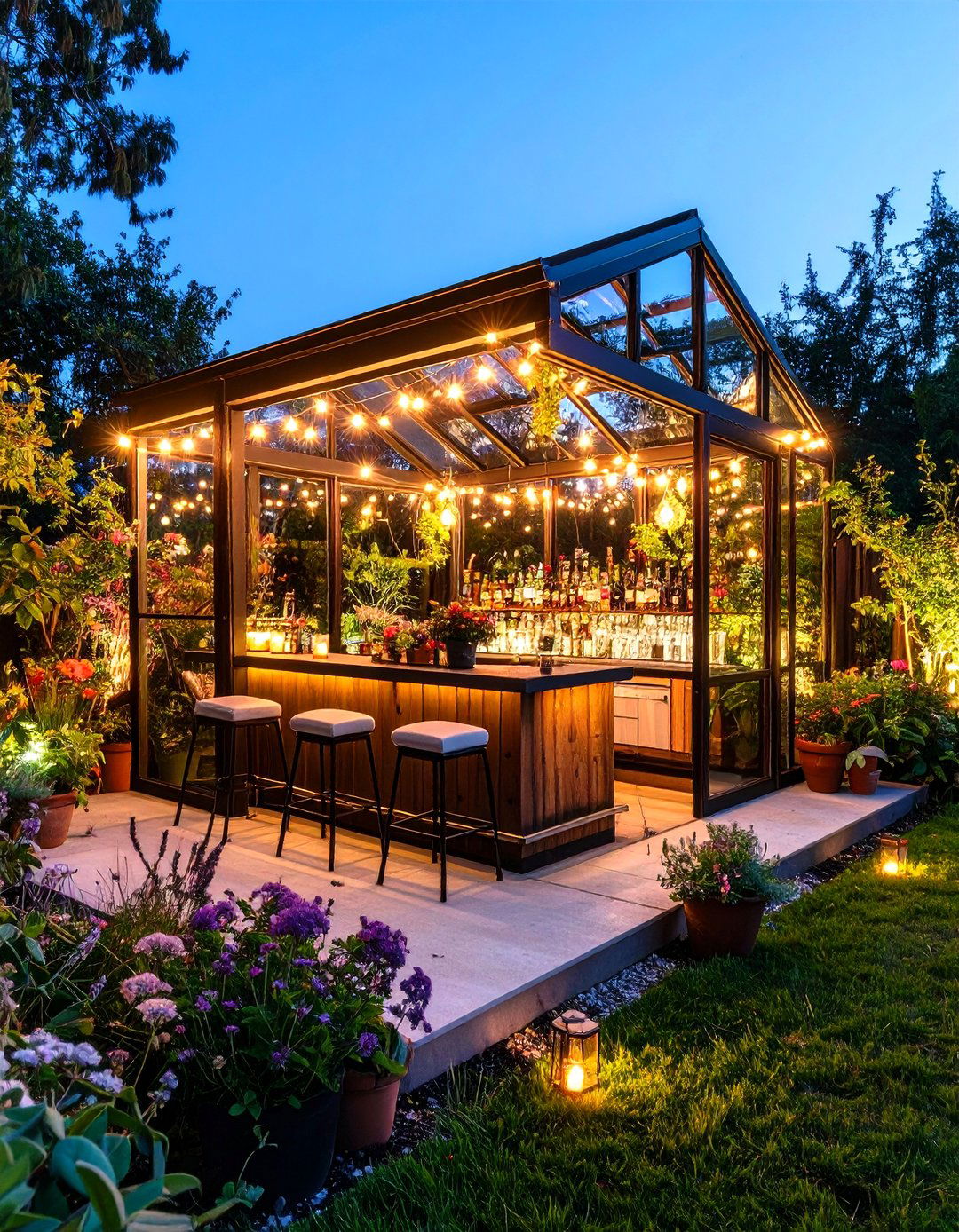 Greenhouse Glass Patio Bar - 30 patio bar ideas