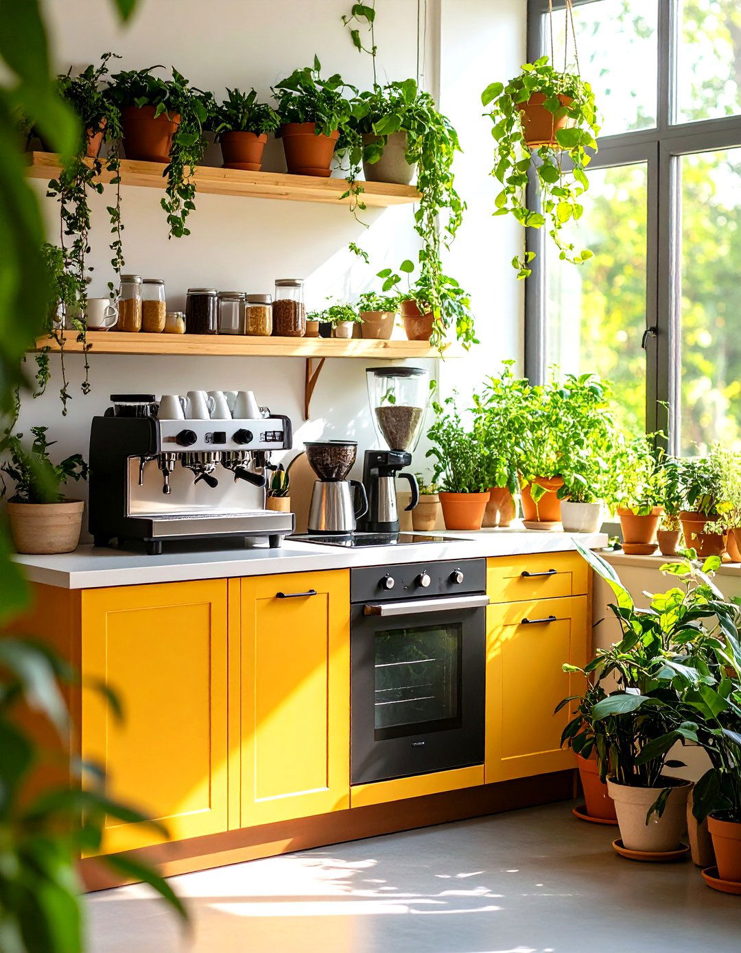 Greenhouse Inspired Botanical Coffee Bar - 30 kitchen coffee bar ideas