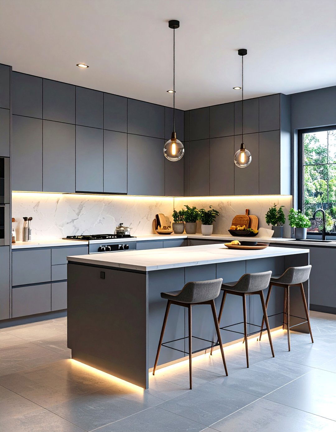 Greige Modern Minimalist Kitchen - 30 kitchen paint ideas