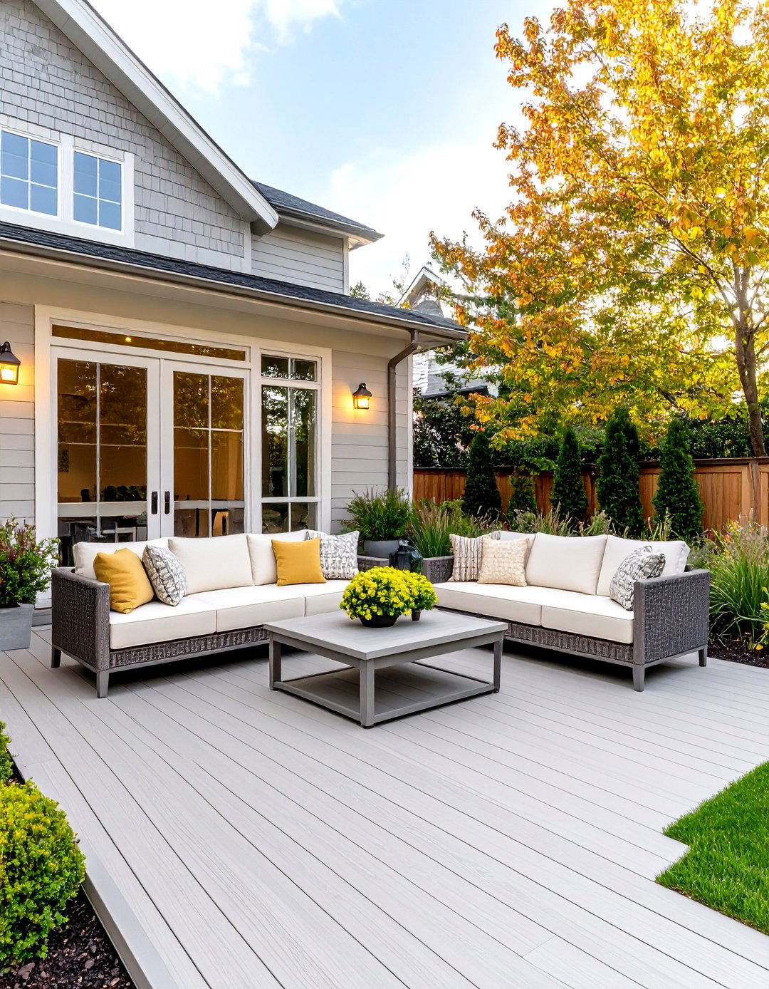 Greige Painted Deck for a Warm Neutral Tone - 30 painted deck ideas