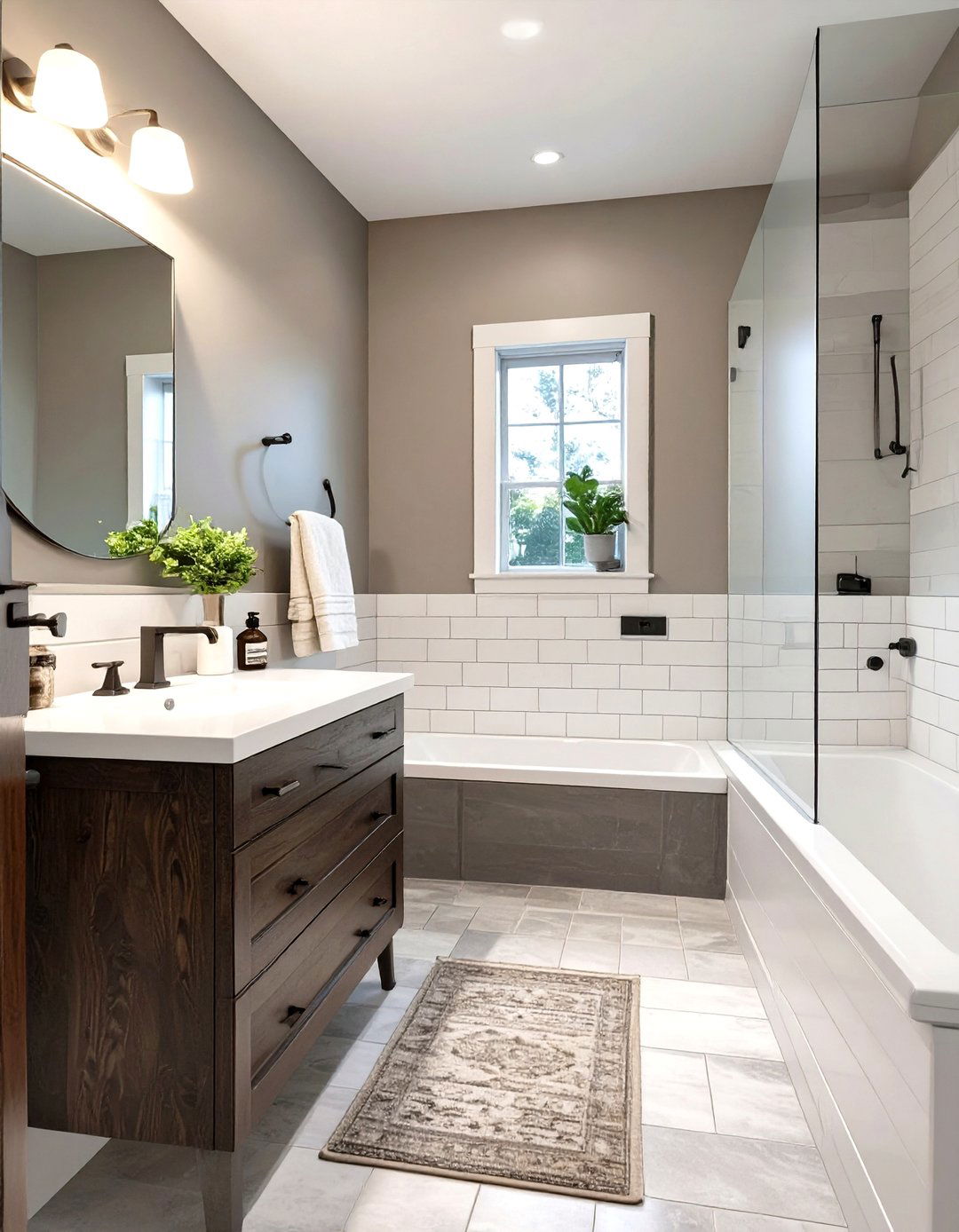 Greige Small Bathroom for Balanced Warmth - 30 small bathroom bathroom color ideas