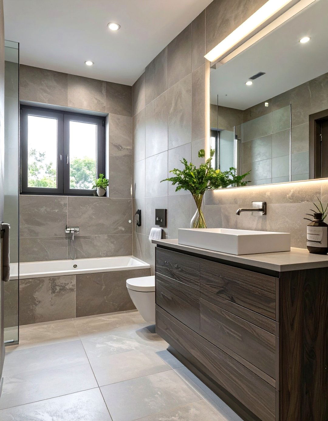 Greige Tiled Bathroom - 30 neutral bathroom ideas