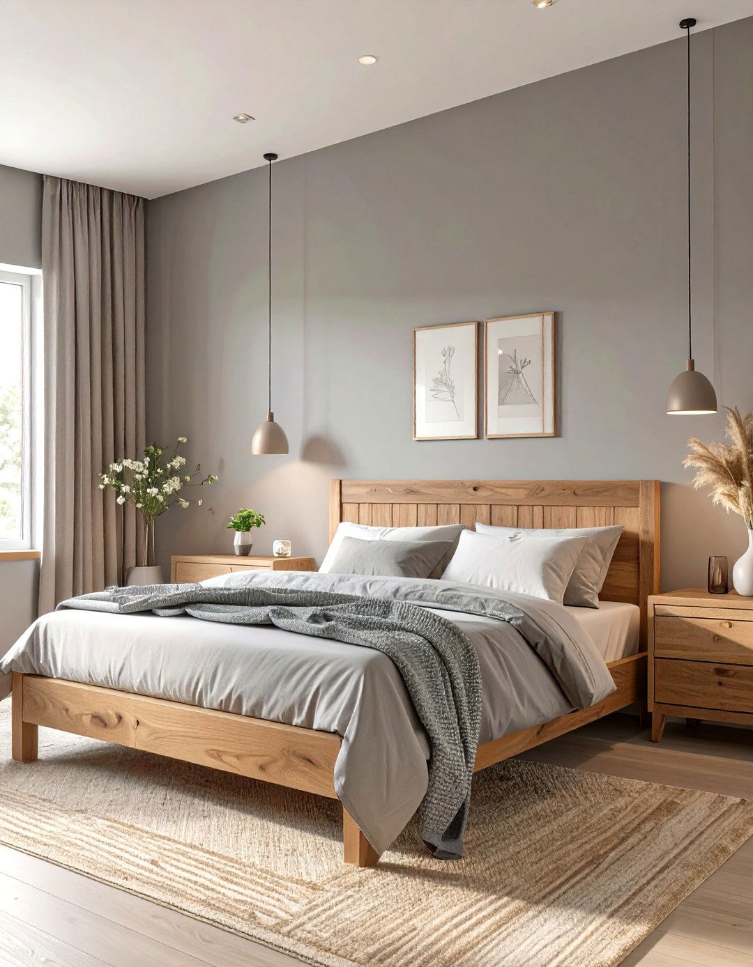 Grey Bedroom Incorporating Natural Wood Tones - 30 simple grey bedroom ideas