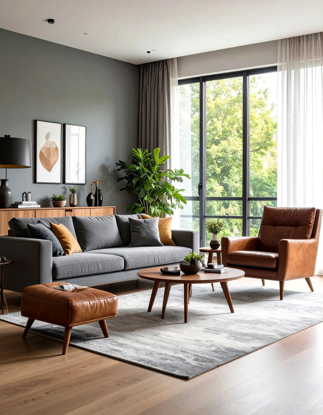 Grey Couch with Leather Accents Living Room - 30 grey couch living room ideas