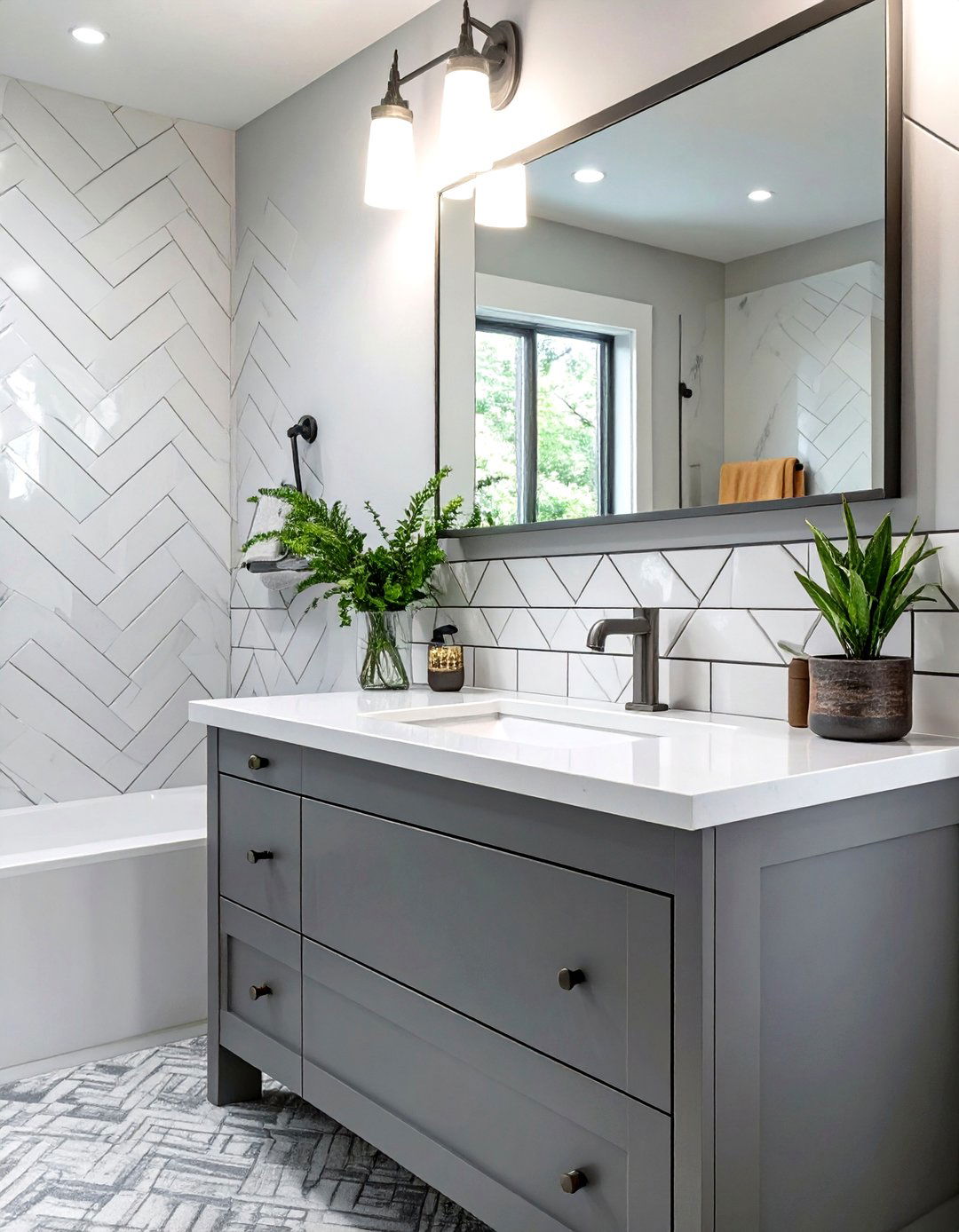 Grey Grout and White Tile Bathroom - 30 grey and white bathroom ideas