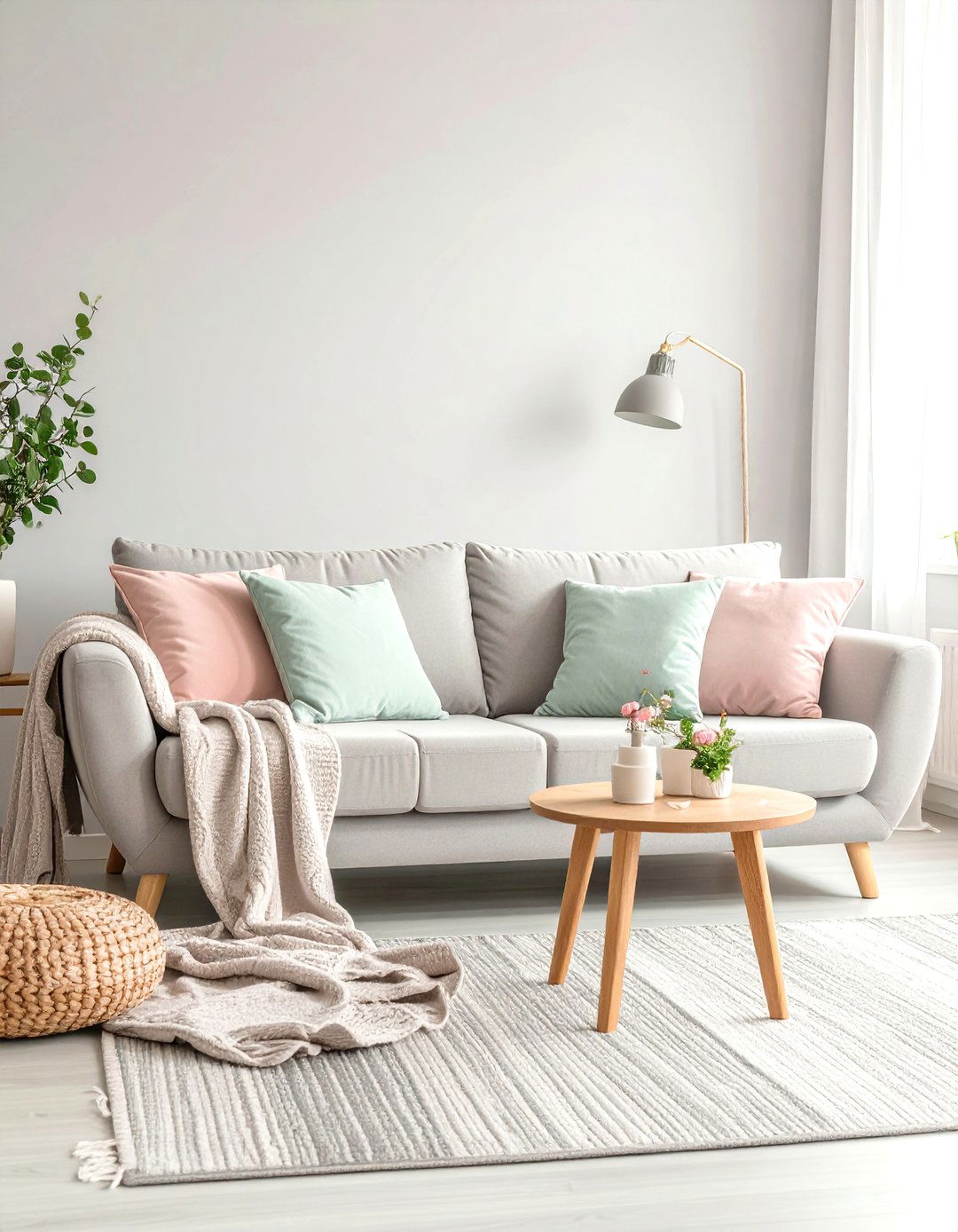 Grey Living Room with Pastel Accents - 30 grey living room decor ideas