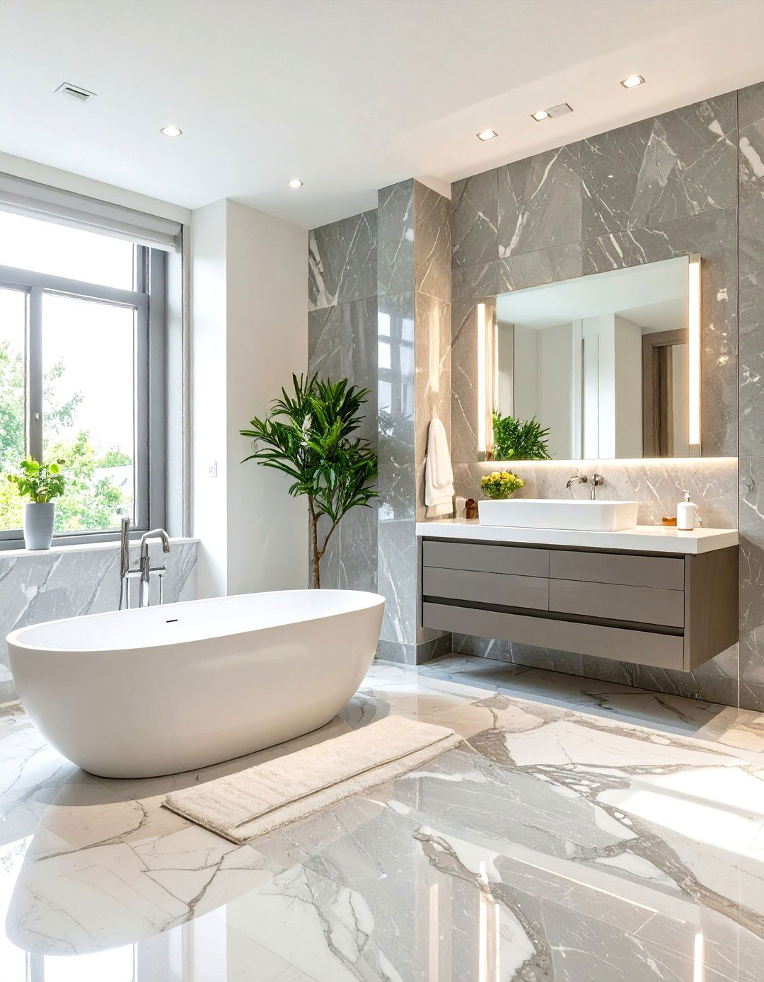 Grey Marble Luxury Bathroom - 30 grey bathroom ideas